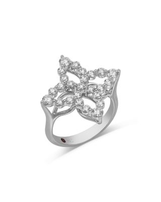 18K White Gold Diamond Princess Outline Diamond Flower Ring