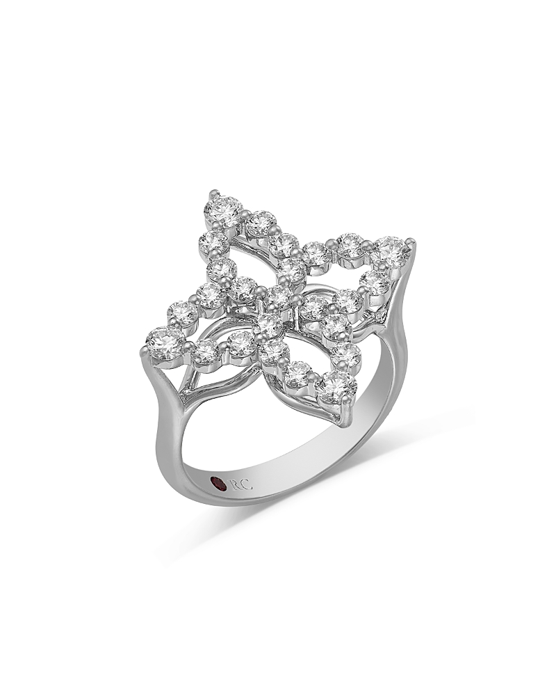 Roberto Coin 18k White Gold Diamond Princess Outline Diamond Flower Ring In White