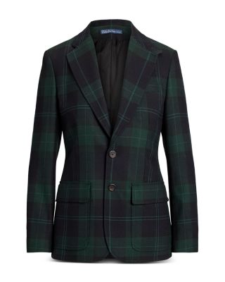 Single Breasted Plaid Wool Blazer