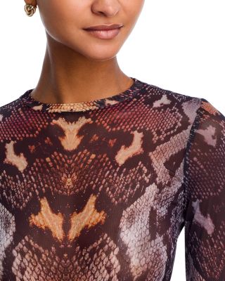 Kaylee Snakeskin Print Mesh Top