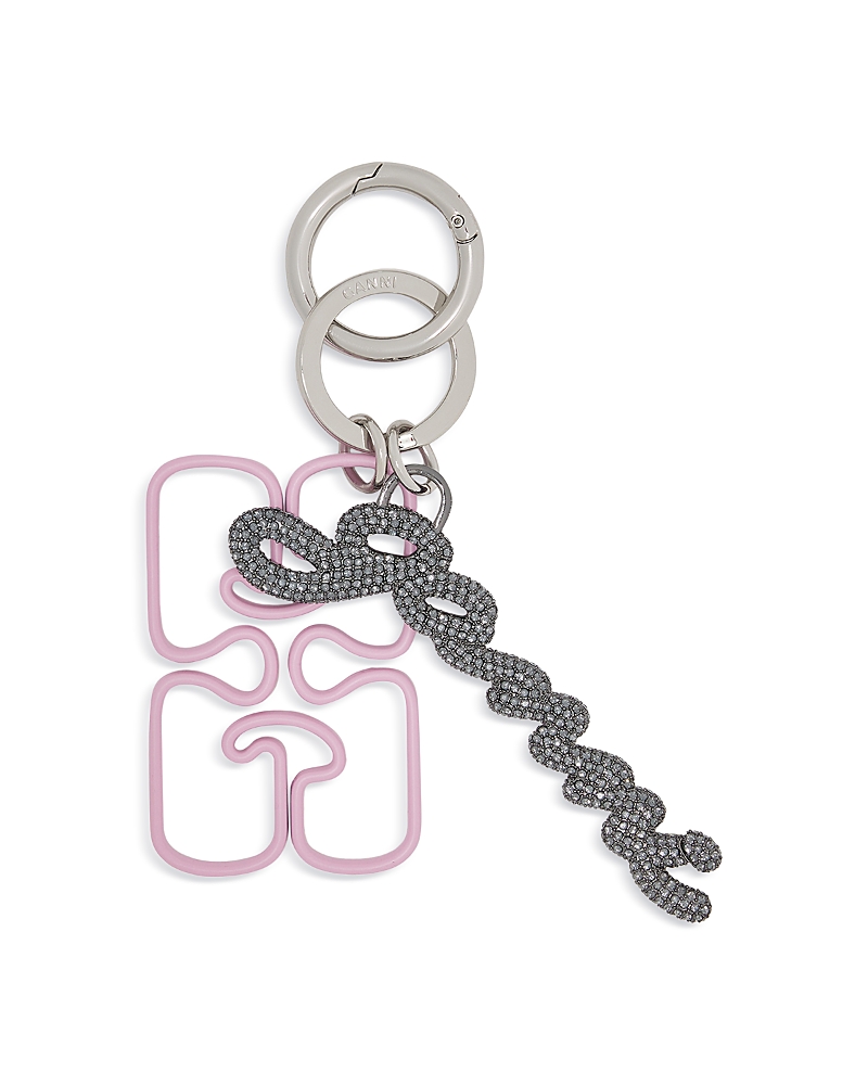 Ganni Strass Signature Keyring In Multi