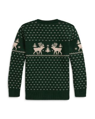 Boys' Reindeer Intarsia Cotton Blend Sweater - Little Kid