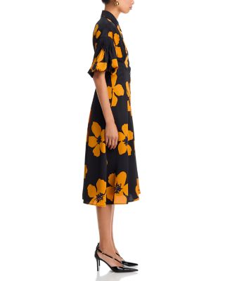 Button-Down Puff Sleeve Midi Dress