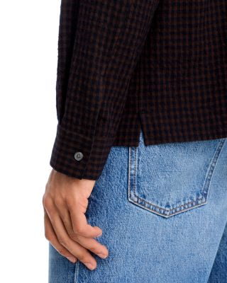 Cotton & Wool Checkered Button Down Shirt 