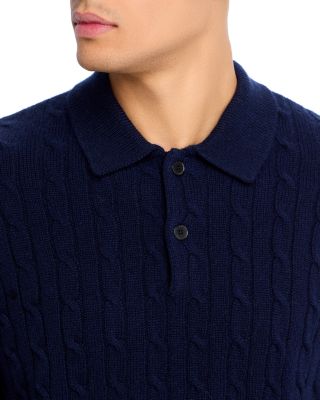 Wool & Cashmere Cable Knit Polo Sweater