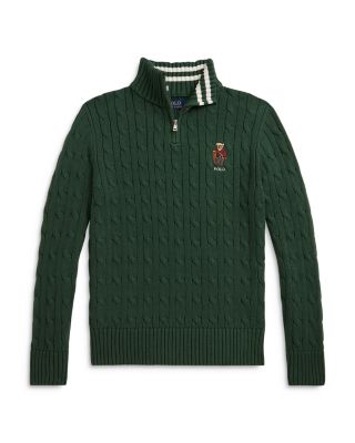 Boys' Polo Bear Cable Knit Cotton Sweater - Big Kid