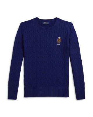 Boys' Polo Bear Cable Knit Cotton Sweater - Big Kid