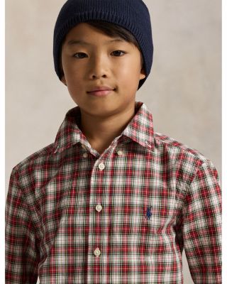 Boys' Plaid Cotton Poplin Shirt - Big Kid