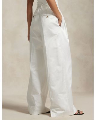 Pleated Satin Wide Leg Pant