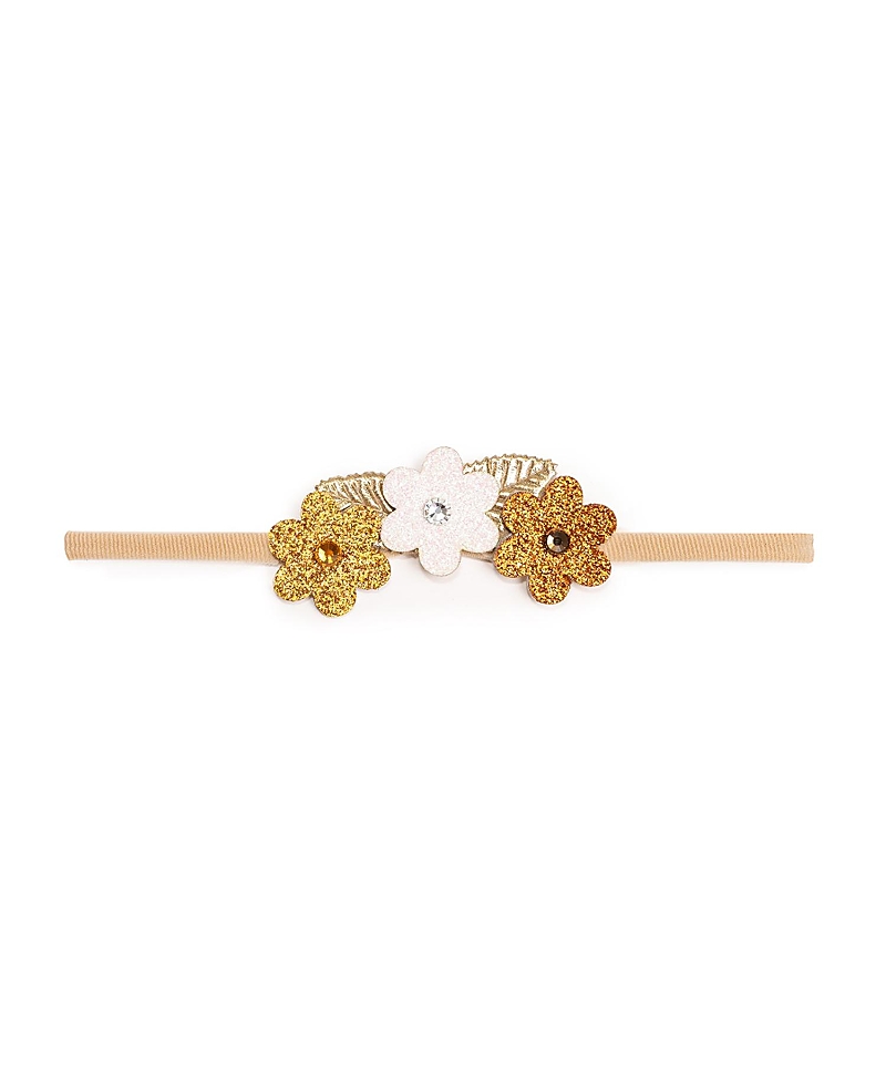 Sweet Wink Girl's Boho Floral Glitter Headband In Gold