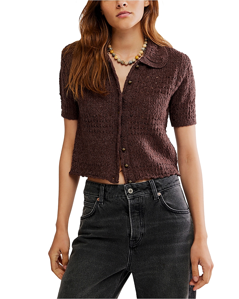 Free People Daylight Cropped Cardigan In Brown