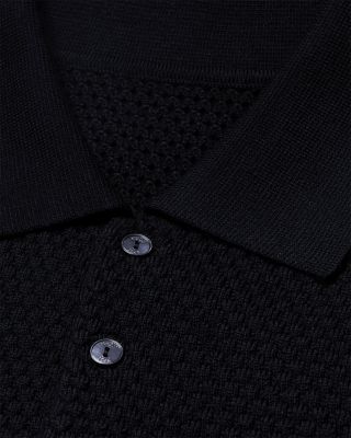 Merino Popcorn Stitch Polo Sweater