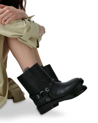 Women's Flower Stud Moto Boots