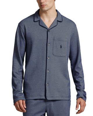 Jacquard Knit Herringbone Pajama Shirt