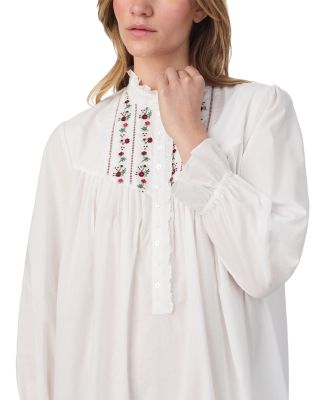 Long Sleeve Cotton Lawn High Neck Nightgown