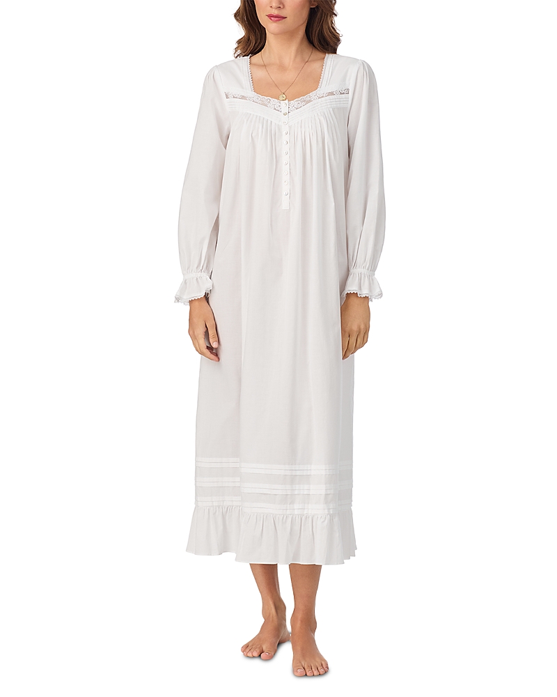 Eileen West Long Sleeve Cotton Lawn Ballet Nightgown In White