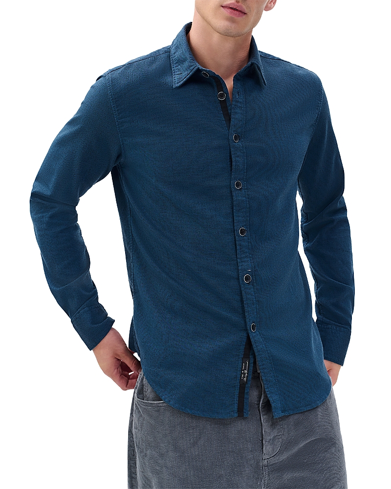 Rag & Bone Tomlin Stretch Dobby Button Down Shirt In Blue