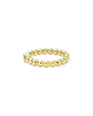 18K Yellow Gold Caviar Gold Diamond Bezel Bead Stacking Ring