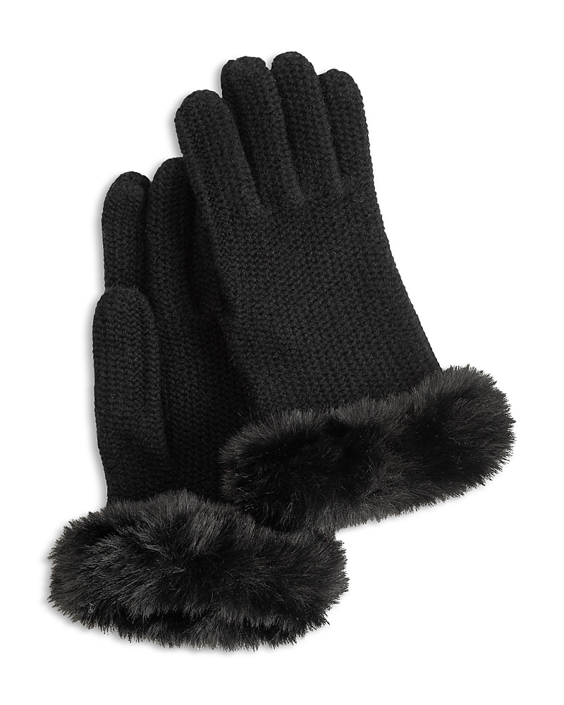 Echo Brioche Stitch Faux Fur Gloves