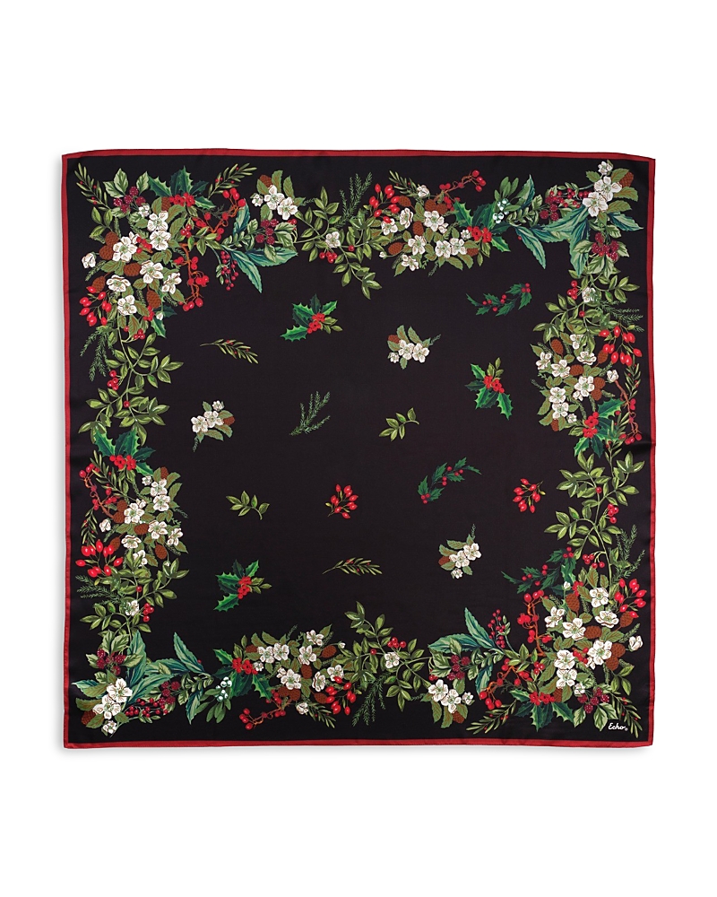 Echo Holly Garland Square Silk Scarf In Black