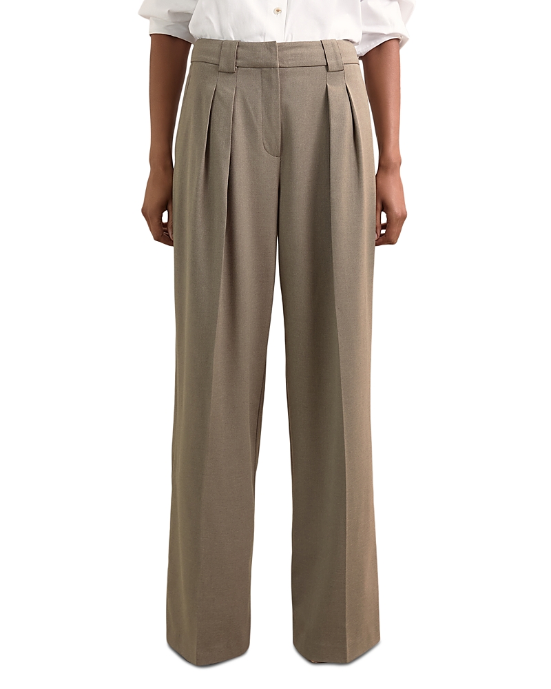 Reiss Poppie Wide Leg Flannel Pants In Neutral