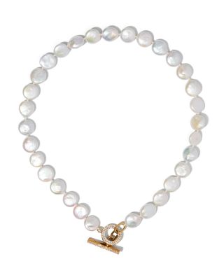 Poppy Cultured Freshwater Pearl Coin Collar Necklace, 17"