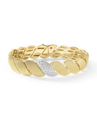 18K White & Yellow Gold San Marco Textured Bracelet