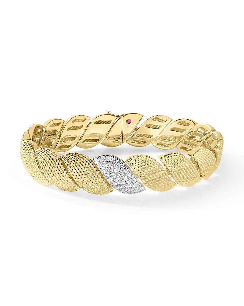 Roberto Coin 18k White & Yellow Gold San Marco Textured Bracelet In Gold