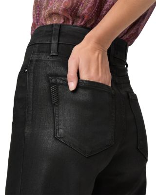 Anessa High Rise Coated Wide Leg Jeans in Black Fog