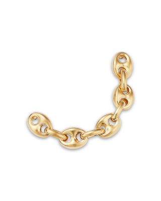 14K Yellow Gold Heavy Metal Mariner Link Double Piercing Chain Single Earring
