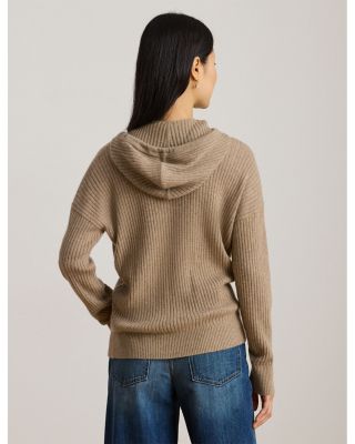 Rib Knit Cashmere Sweater Hoodie