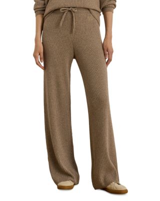 Rib Knit Cashmere Wide Leg Pant