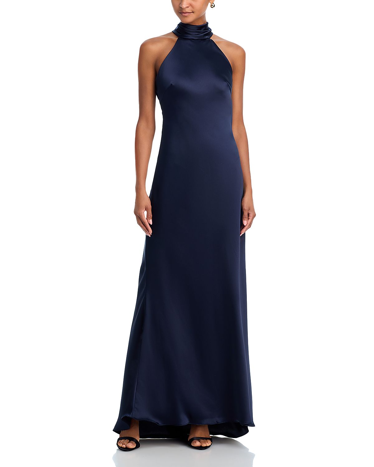 Aqua Sleeveless Satin Gown - Exclusive