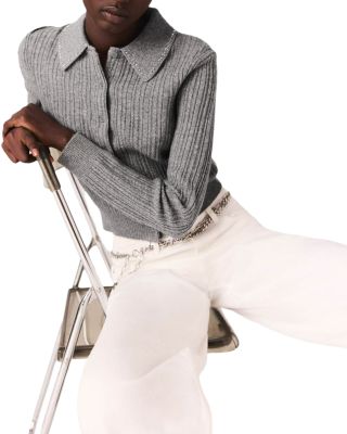 Embellished Wool Cardigan Sweater