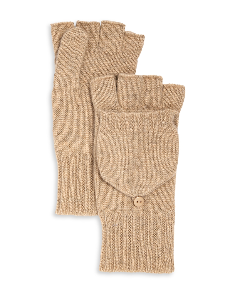 C By Bloomingdale's Cashmere Ribbed Knit Cashmere Pop Top Mittens - Exclusive