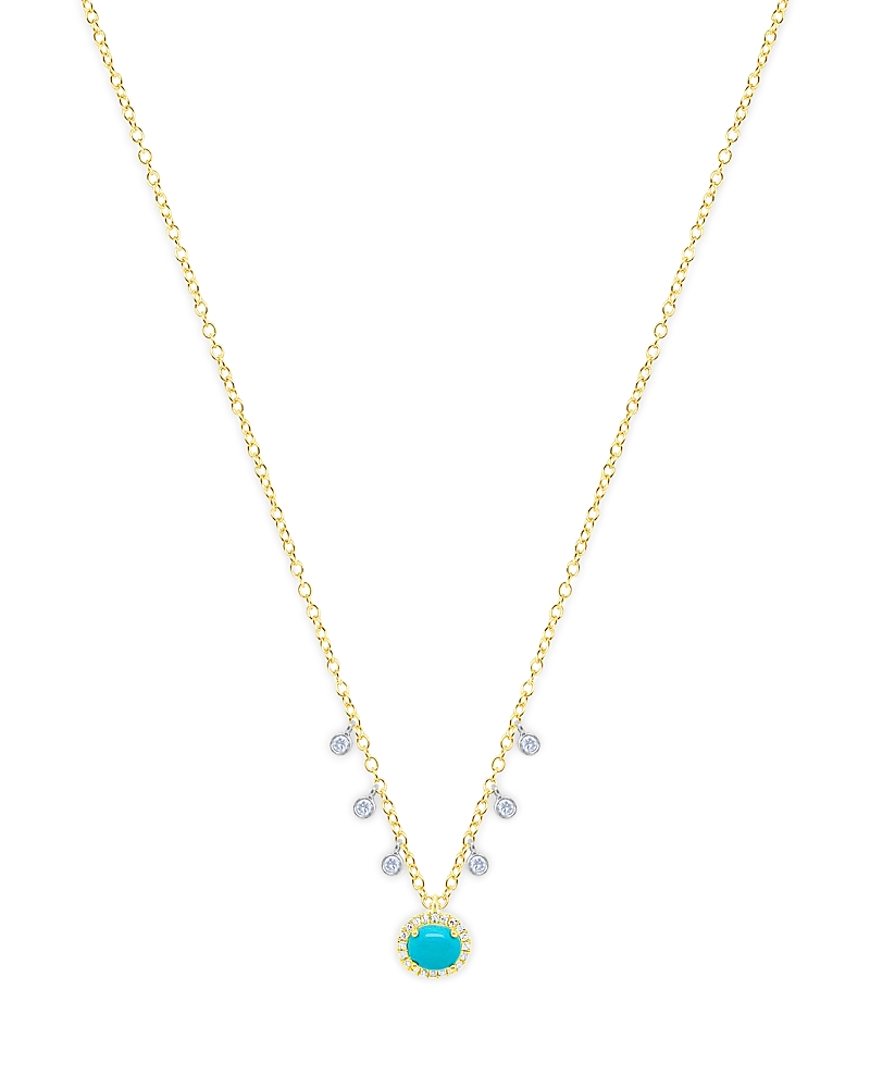 Meira T 14k White & Yellow Gold Turquoise & Diamond Dangle Pendant Necklace, 16-18 In Gold