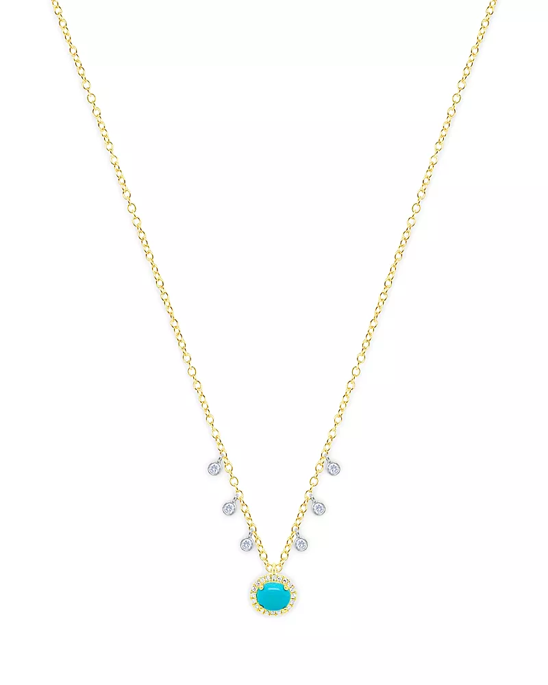 Meira T 14K White & Yellow Gold Turquoise & Diamond Dangle Pendant Necklace, 16