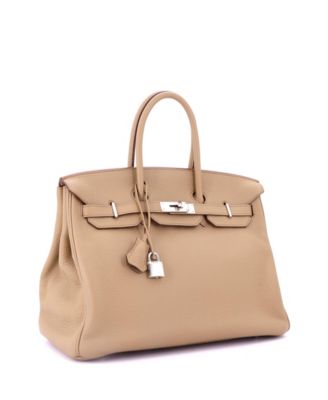 Birkin 35 Handbag Light Togo with Palladium Hardware