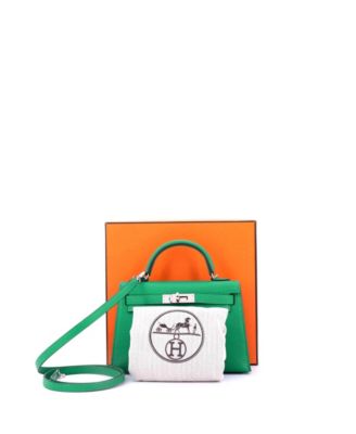 Kelly 20 Handbag Green Chevre Mysore with Palladium Hardware