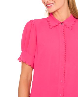 Scalloped Button Front Blouse