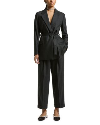 Notch Collar Belted Blazer