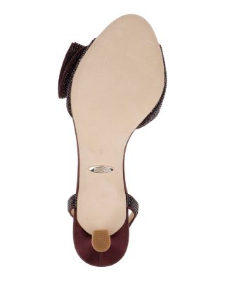 Women&#39;s Remi Almond Toe Rhinestone Ruffle Mid Heel Sandals