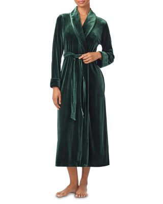 Long Sleeve Velvet Shawl Collar Long Robe