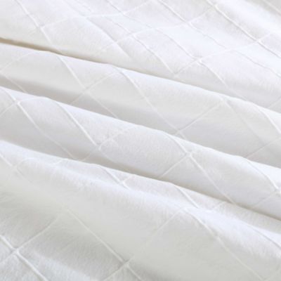 Puckered Grid Solid 3 Piece Duvet Cover Set, King