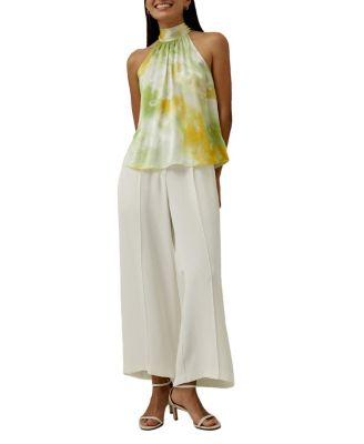 Print Silk Halter Neck Top