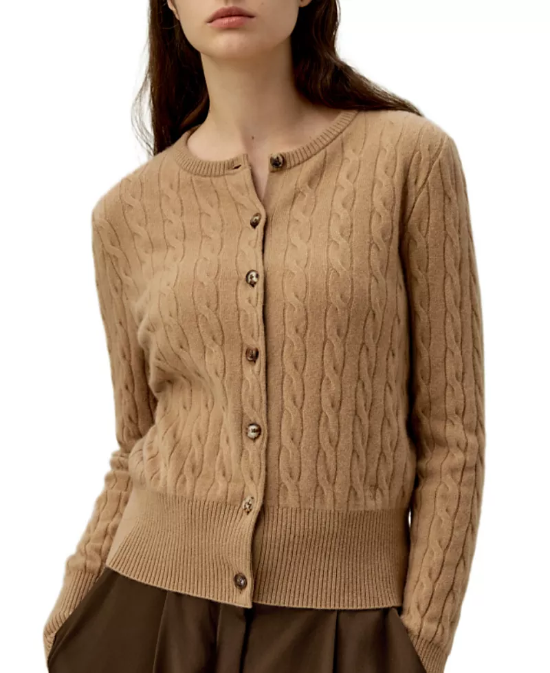 Lilysilk Baby Cashmere Cable-Knit Cardigan