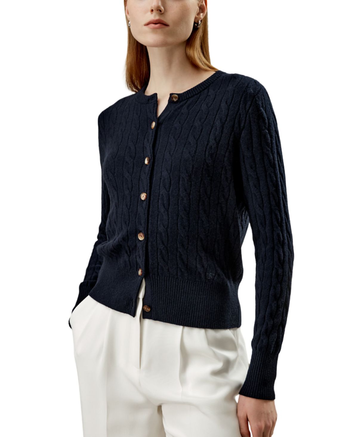 Lilysilk Baby Cashmere Cable-Knit Cardigan