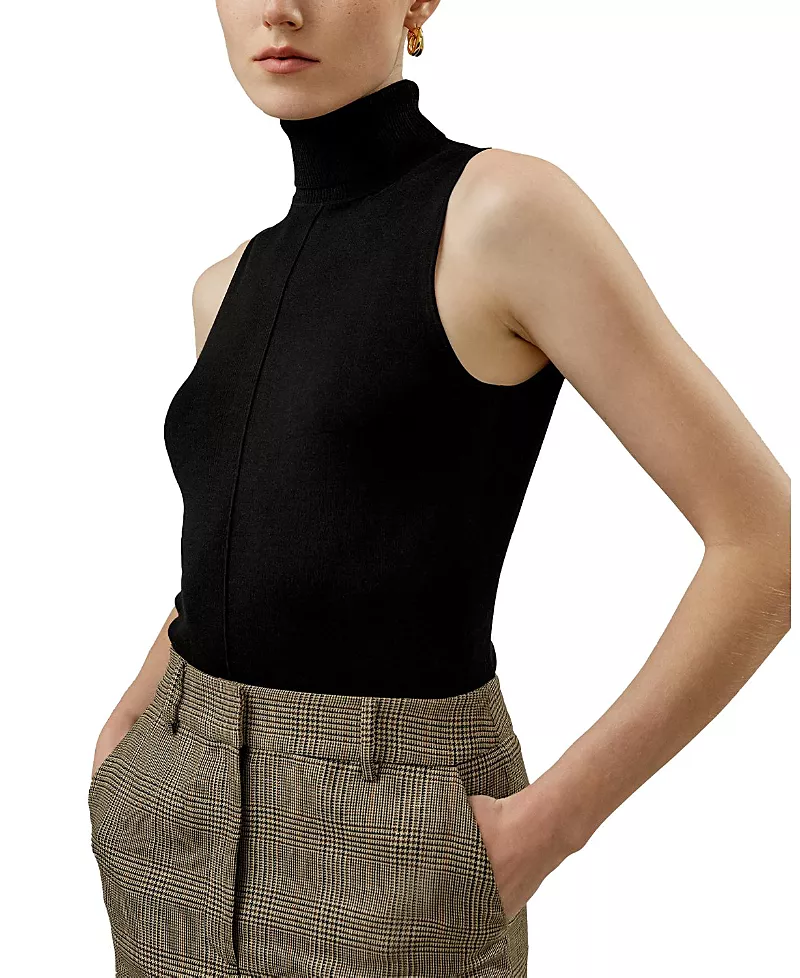 Lilysilk Silk Knitted Turtleneck Sleeveless Top