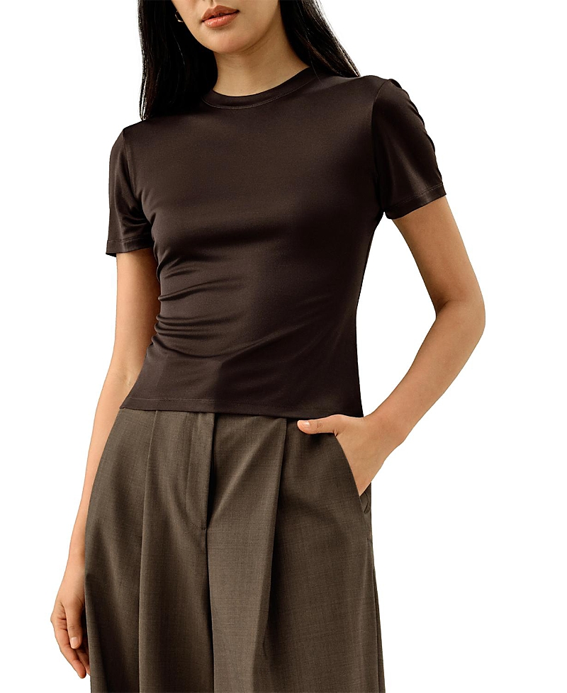 Lilysilk Slim Fitted Silk Jersey Tee In Multi