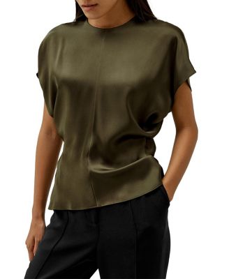 Short Batwing Sleeve Silk Contour Top